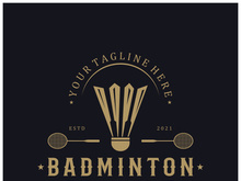 Modern Badminton logo design with Dynamic Shuttlecock and Racket, for championship, sport, sports shop, badminton school, business, company, tournament