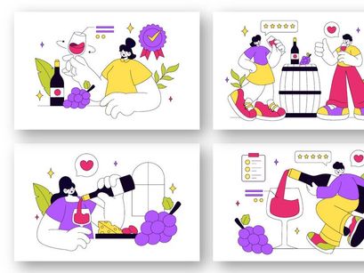 10 Wine Tasting Vector Illustration