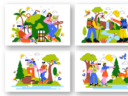 10 Eco Tourism Travel Destination Illustration