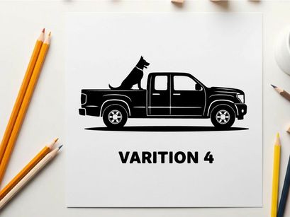 Silhouette of dog in pickup truck bed varition 4