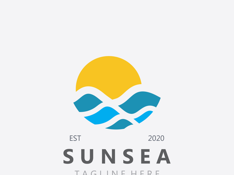 Sun sea Logo design creative premium sun beach logo icon vector template