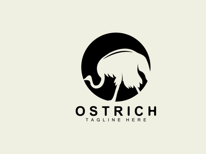 Ostrich Logo Design, Desert Animal Illustration, Living In The Forest, Vector Camel Brand Product