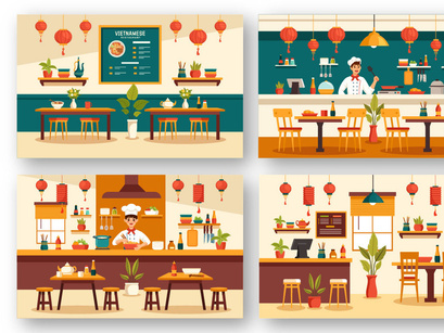 10 Vietnamese Food Restaurant Illustration