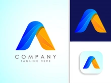 Abstract origami initial alphabet A logo design. Multi-color gradient letter icon vector illustration.