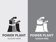 Power plant vector icon. Nuclear cooling Factory sign. Industry symbol. Simple isolated logo