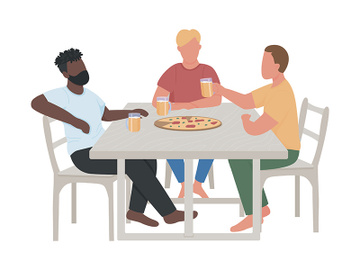 Adult men drinking beer together semi flat color vector characters preview picture