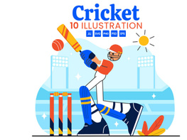 10 Cricket Player Illustration preview picture