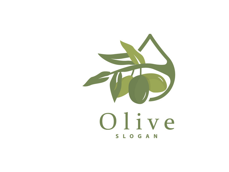 Olive Oil Logo, Olive Leaf Plant Herbal Garden Vector