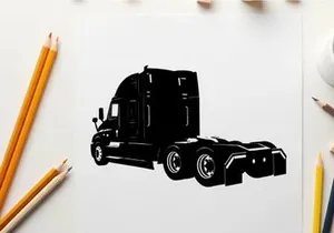 Silhouette of a semi truck with sleeper cabin