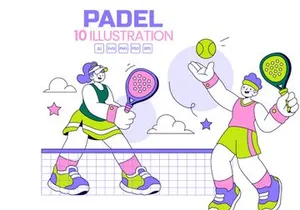 10 Padel Vector Illustration