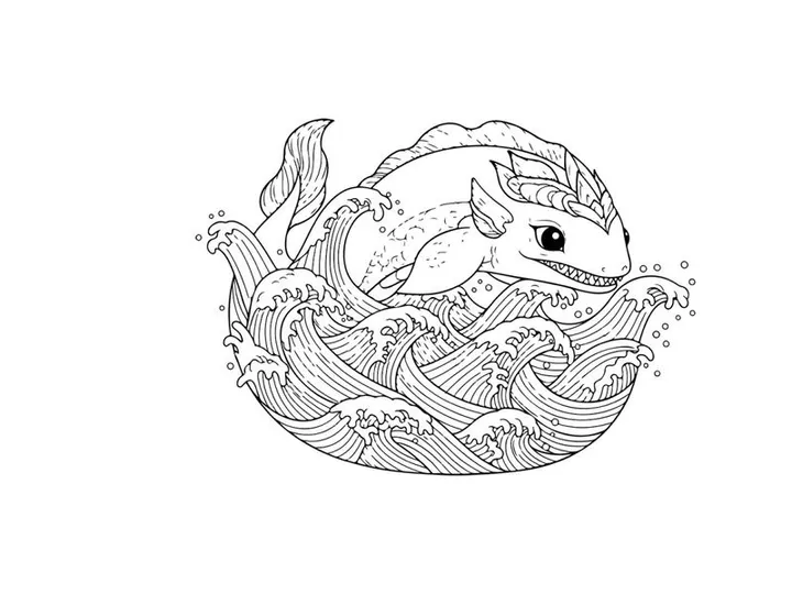 Koi fish jumping waves zen circle vector illustration flat design scalable art