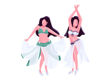 Belly dancers flat color vector faceless character preview picture