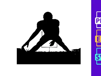 American football player silhouette at sunset on field with goalposts