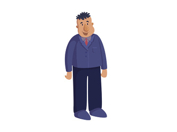 Cheerful fat businessman flat cartoon vector illustration preview picture