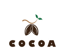 cocoa logo,cocoa bean,cocoa tree,cocoa branches and leaves,chocolate mix on white background,vintage,modern,simple,minimalist icon illustration template design vector