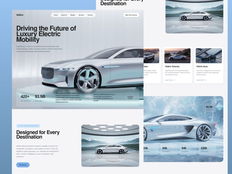 Luxury Electric Car Website UI Design | Futuristic Landing Page