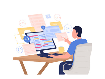 Online programming course flat concept vector illustration preview picture