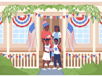 Happy family celebrating Independence day illustration preview picture