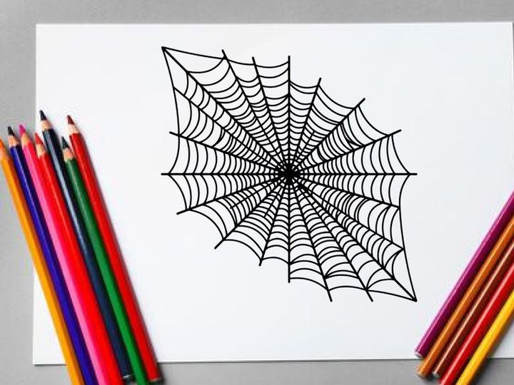 Close-up of a detailed spider web with dew drops in morning light