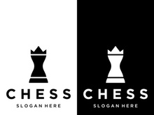 Chess strategy game logo with horse, king, pawn and rook. Logos for tournaments, chess teams and games.