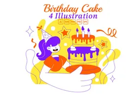 4 Birthday Cake Vector Illustration preview picture