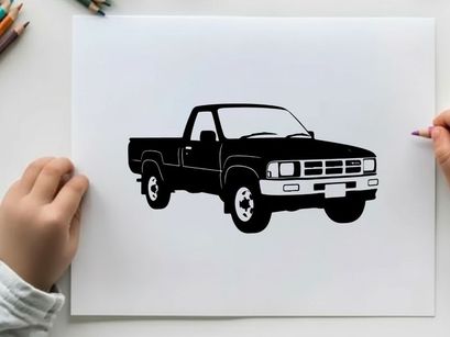 Silhouette of a pickup truck with a white background silhouette