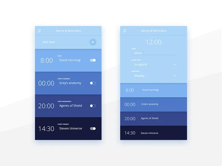 Alarm & Reminder App UI