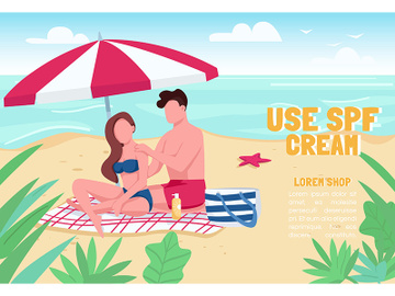 Use SPF cream banner flat vector template preview picture