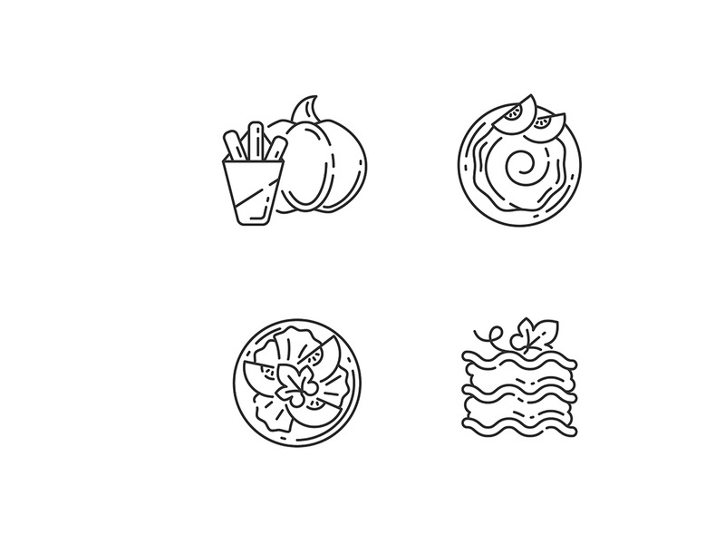 Gourd recipes linear icons set