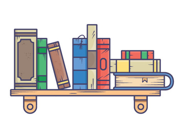 Stack of Books on the wall with bookshelves on white background vector illustration simple design preview picture
