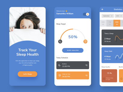 Simple Sleep Tracker Mobile App UI Kit