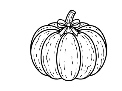 Cute pumpkin illustration for autumn decor. Hand-drawn seasonal symbol for harvest and Halloween themes.