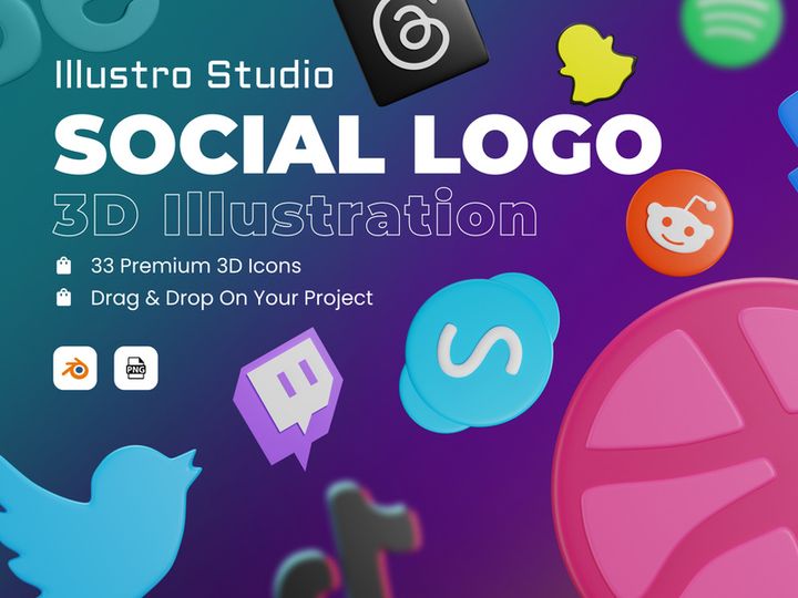 Social Media Logo 3D Icon Pack