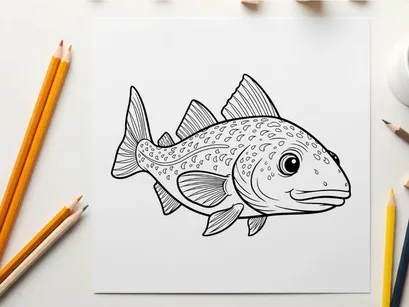 Striped bass fish swimming vector illustration flat design