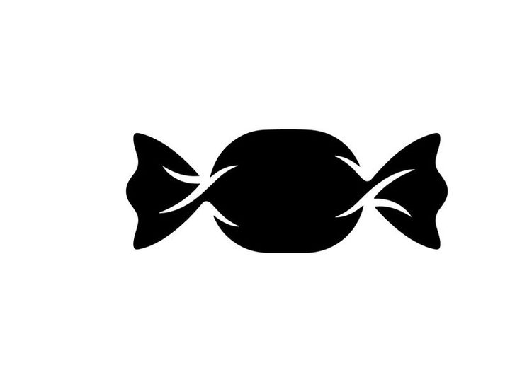 Silhouette of a Wrapped Candy Icon for Confectionery or Food Design