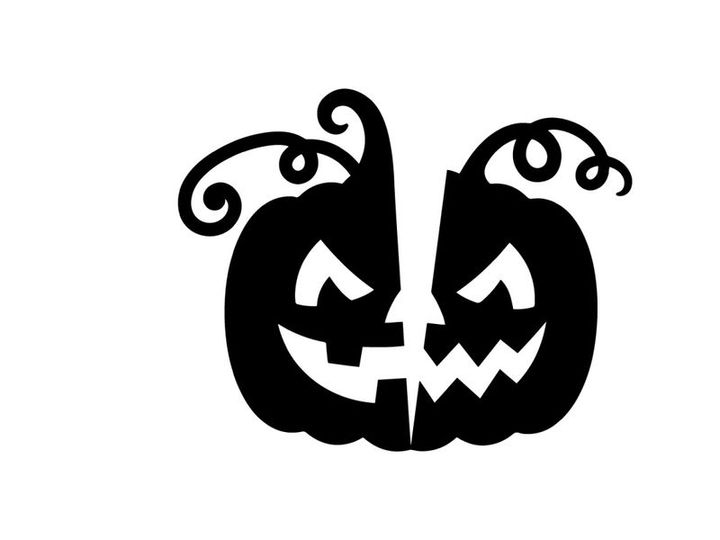 Halloween Jack-o'-lanterns with spooky faces for festive celebration