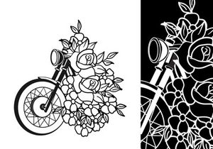 Flower x Motorcycle art Vector Bundle