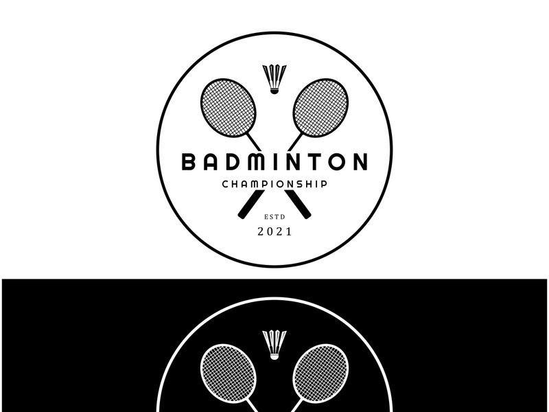 Modern Badminton logo design with Dynamic Shuttlecock and Racket, for championship, sport, sports shop, badminton school, business, company, tournament