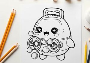 Cute robot mascot character smiling vector illustration