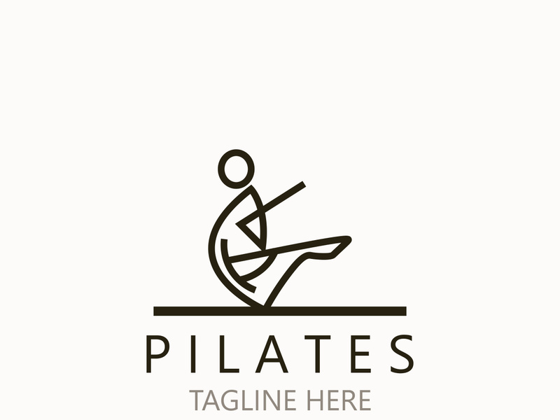 Abstract Pilates  Logo, Yoga identity body balance vector monoline Design Template. wellness lifestyle