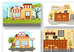 12 Coffee Shop Illustration