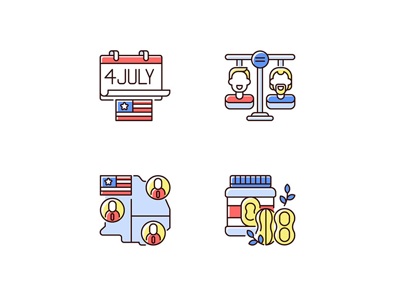 United States RGB color icons set