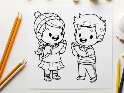 Children laughing and clapping hands vector illustration