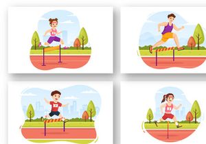 11 Hurdle Long Jump Sportsman Illustration