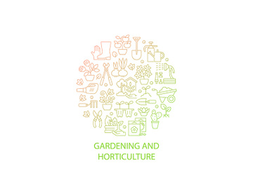 Gardening abstract gradient linear concept layout with headline preview picture