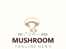 Mushroom botanical logo  modern and simple stamp style. nature or food template