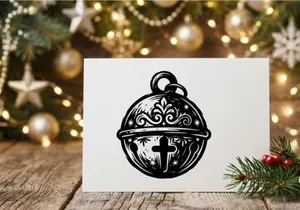 Vintage Christmas jingle bell illustration, decorative holiday ornament icon design.