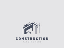 Construction structure line home building and repair logo Design illustration