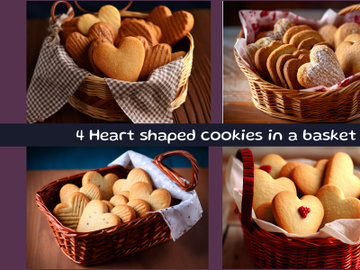 Heart shaped cookies in a basket preview picture