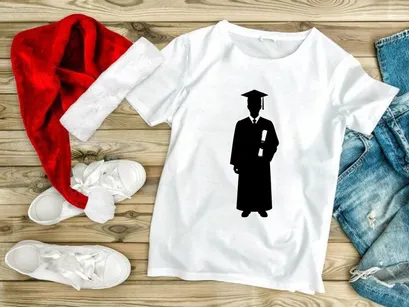 Graduate student in cap gown holding diploma success achievement